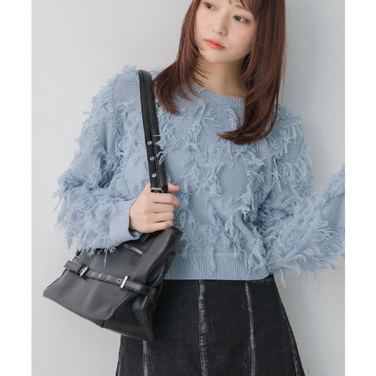 BLU0 | 【新色追加】柄編みフリンジNT | RETRO GIRL