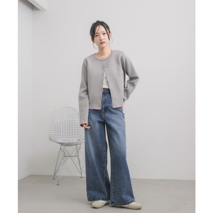 配色ポリニットカーデ | RETRO GIRL | 詳細画像11 