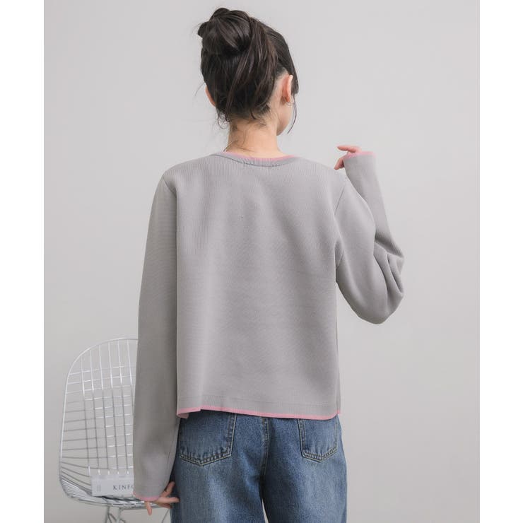 配色ポリニットカーデ | RETRO GIRL | 詳細画像17 