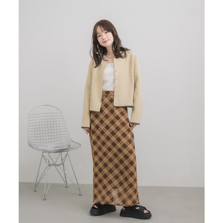 配色ポリニットカーデ | RETRO GIRL | 詳細画像18 