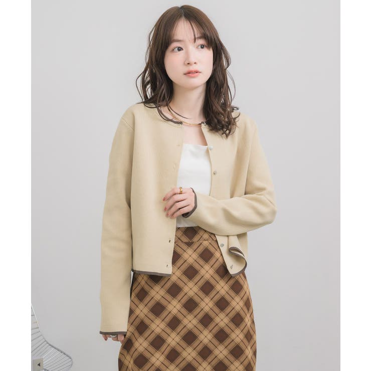 配色ポリニットカーデ | RETRO GIRL | 詳細画像22 