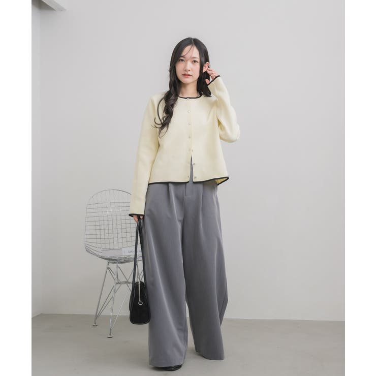 配色ポリニットカーデ | RETRO GIRL | 詳細画像7 