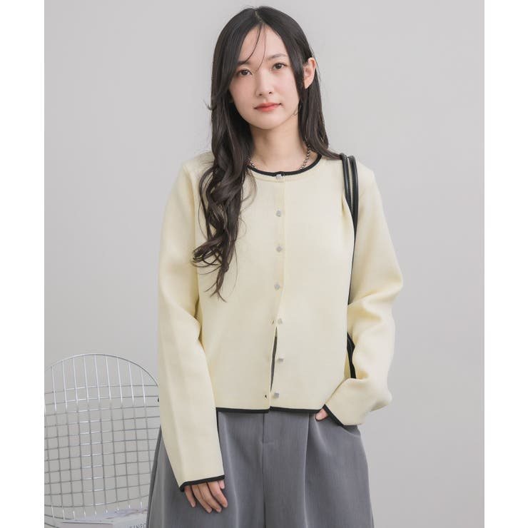 配色ポリニットカーデ | RETRO GIRL | 詳細画像8 