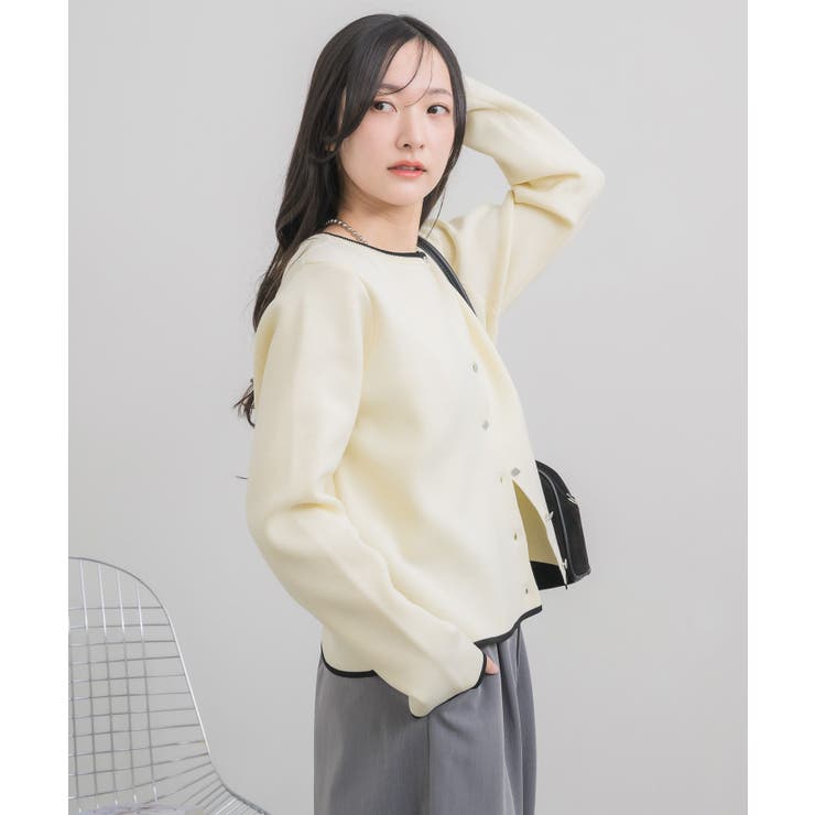 配色ポリニットカーデ | RETRO GIRL | 詳細画像9 