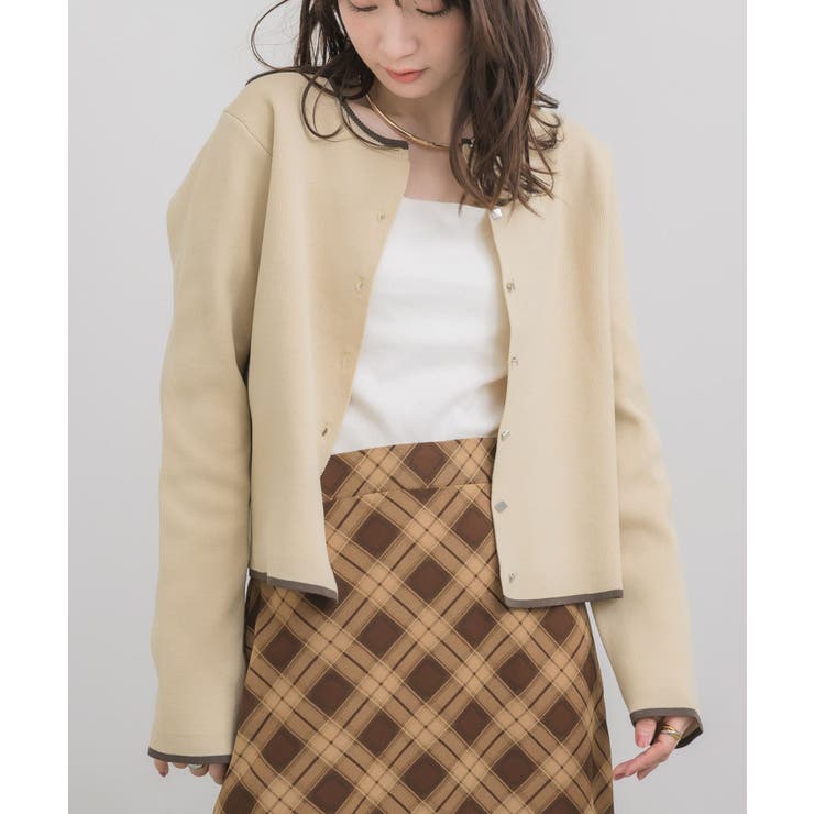 BEG0 | 配色ポリニットカーデ | RETRO GIRL