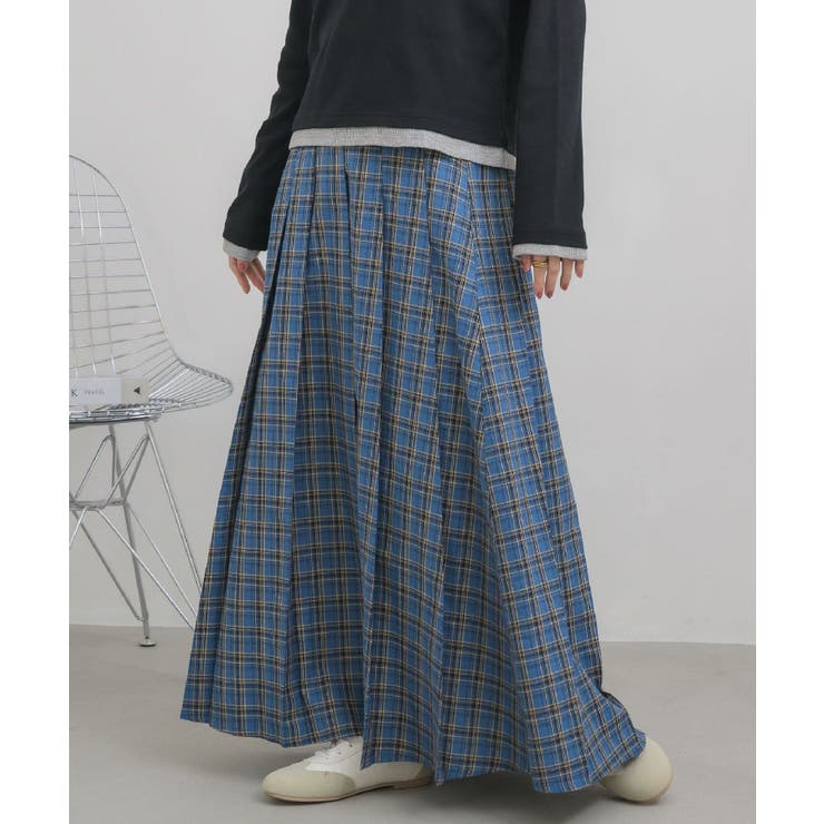 C/BLU | チェックプリーツロングSK | RETRO GIRL