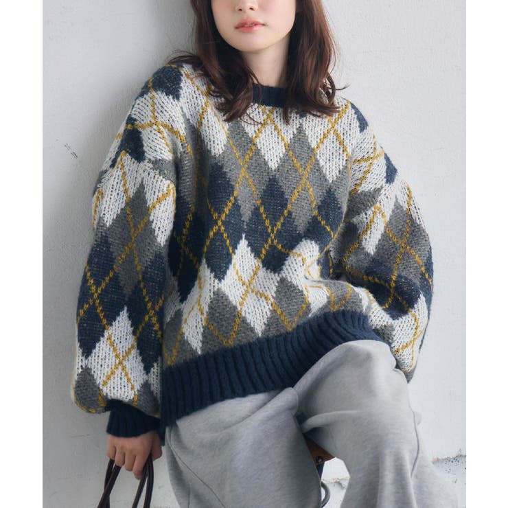 BLU0 | アーガイルニット | RETRO GIRL