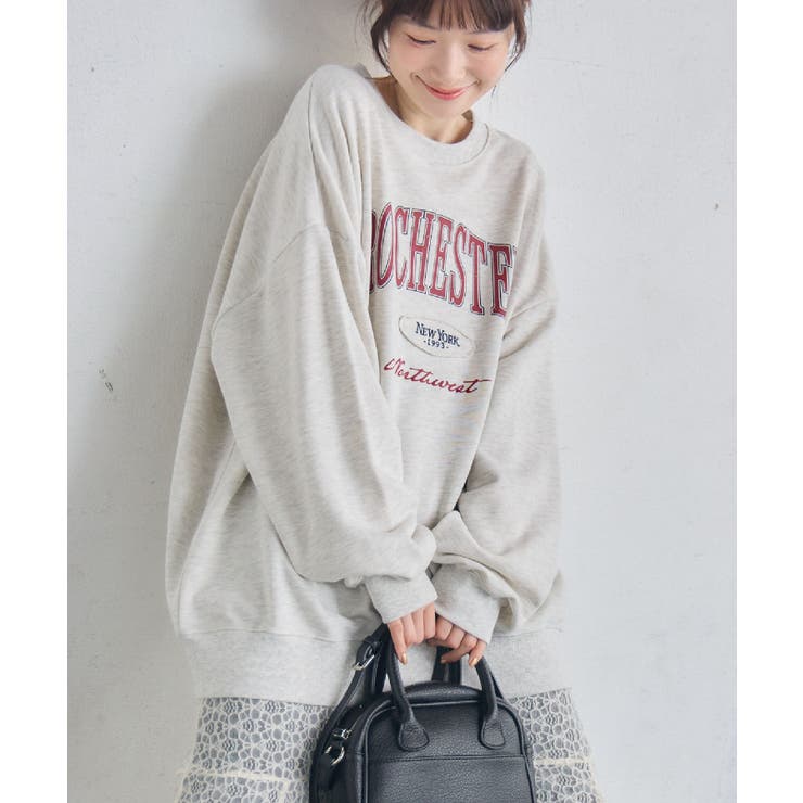 P/WHT | カレッジロゴトレーナー | RETRO GIRL