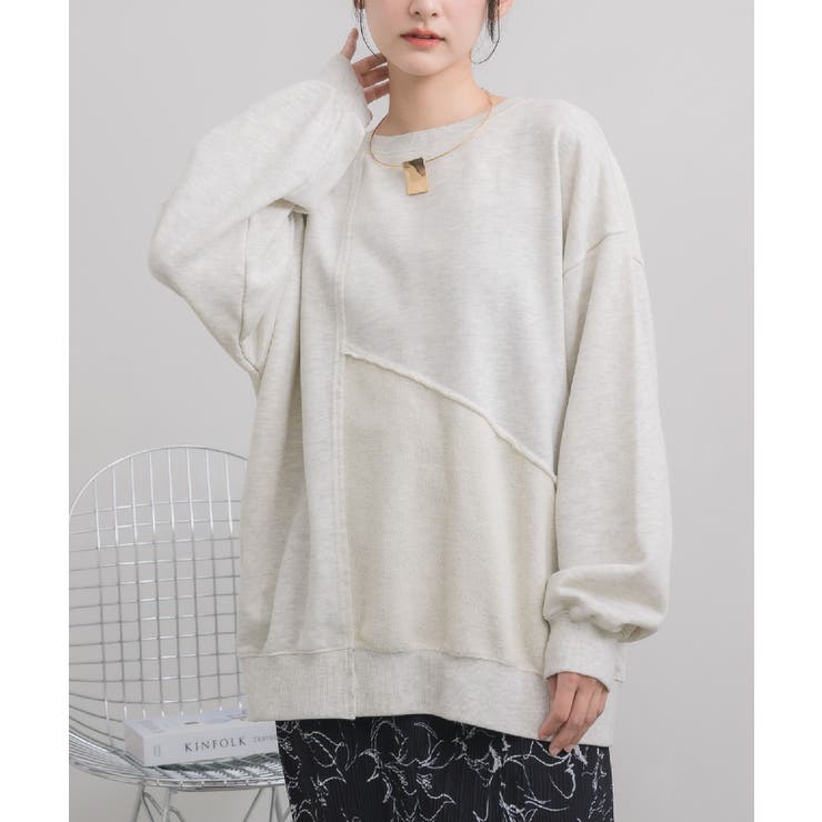 P/WHT | 切替BIGトレーナー | RETRO GIRL