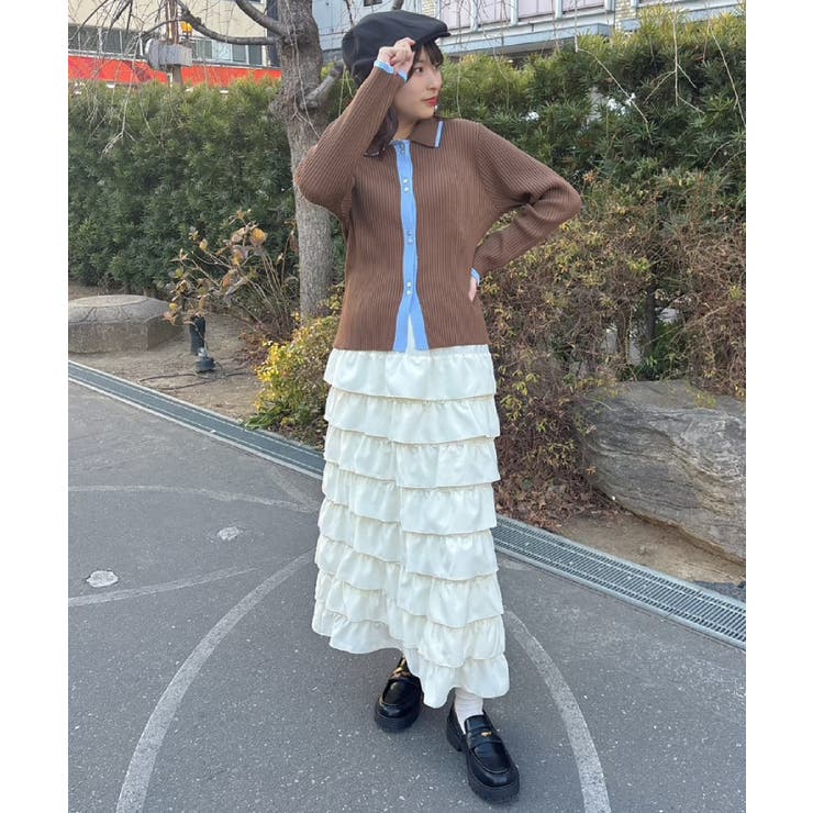 配色襟付NTカーディガン | RETRO GIRL | 詳細画像12 