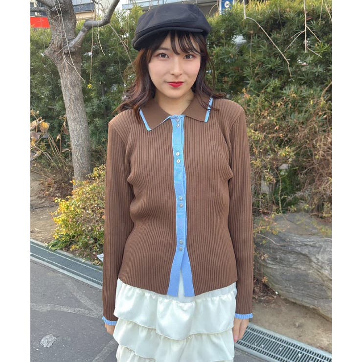 配色襟付NTカーディガン | RETRO GIRL | 詳細画像13 