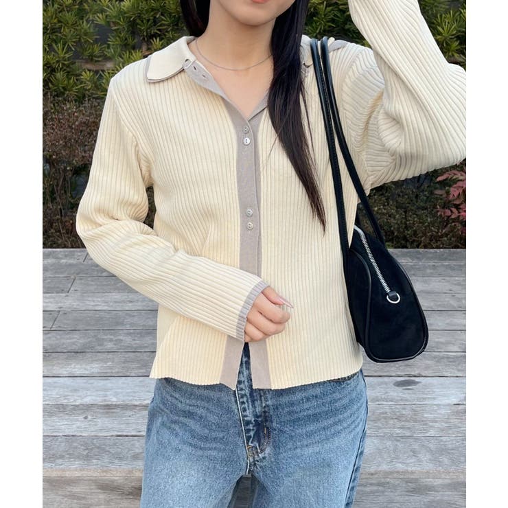 配色襟付NTカーディガン | RETRO GIRL | 詳細画像5 