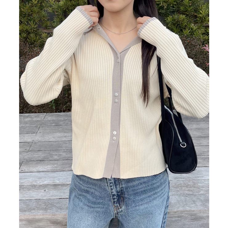 配色襟付NTカーディガン | RETRO GIRL | 詳細画像6 