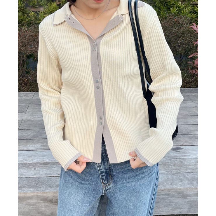 配色襟付NTカーディガン | RETRO GIRL | 詳細画像7 