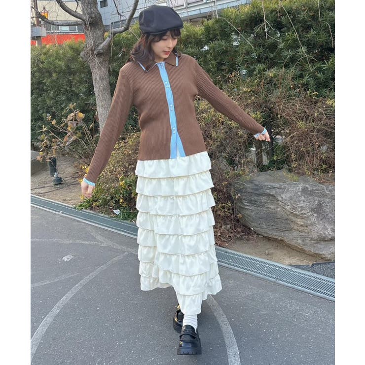 配色襟付NTカーディガン | RETRO GIRL | 詳細画像9 