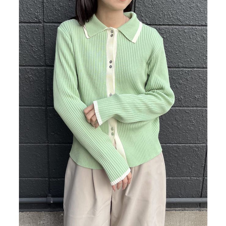 GRN1 | 配色襟付NTカーディガン | RETRO GIRL