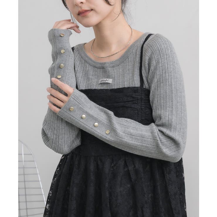 GRY0 | クルーネックリブニット | RETRO GIRL