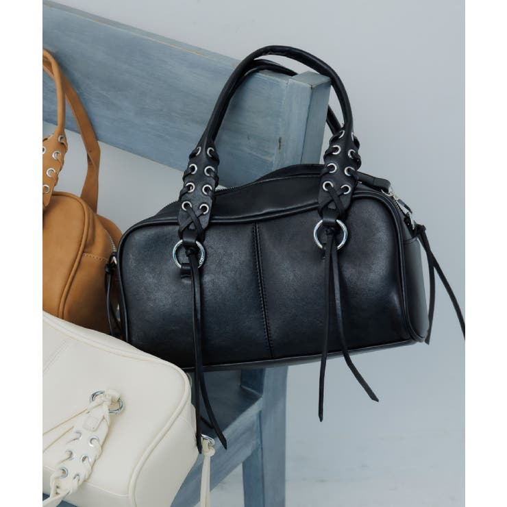 BLK1 | レースアップハンドルBAG | RETRO GIRL