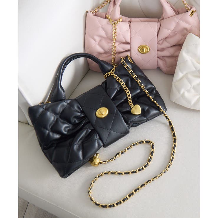 BLK1 | キルトリボンショルダーバッグ | RETRO GIRL