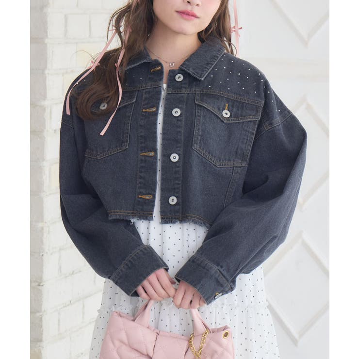 BLK1 | ビジュー付きデニムJK | RETRO GIRL
