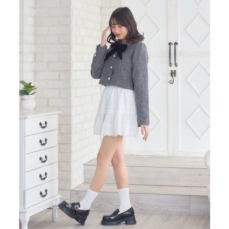 【セットアップ対応】BIGリボンツイードJK | RETRO GIRL | 詳細画像4 