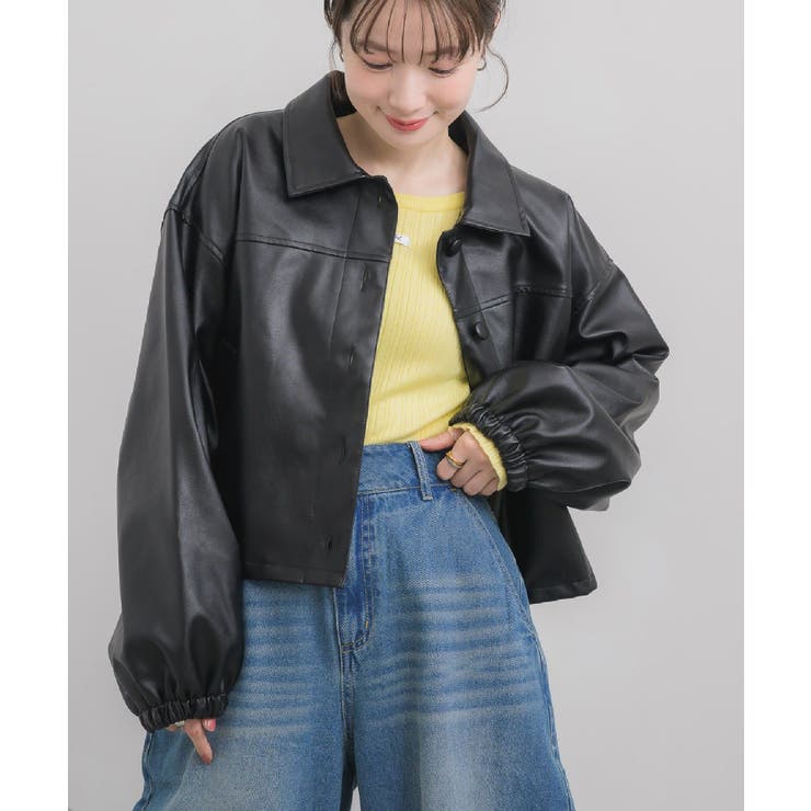 Fレザーショートブルゾン | RETRO GIRL | 詳細画像1 