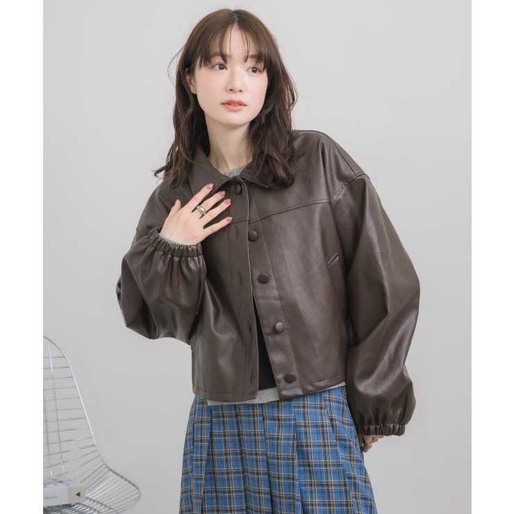 Fレザーショートブルゾン | RETRO GIRL | 詳細画像16 