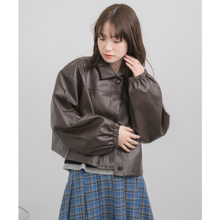Fレザーショートブルゾン | RETRO GIRL | 詳細画像17 