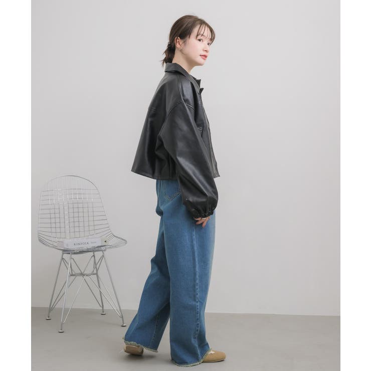 Fレザーショートブルゾン | RETRO GIRL | 詳細画像4 