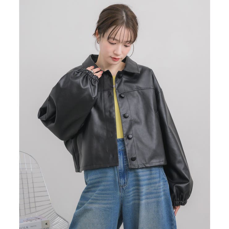 Fレザーショートブルゾン | RETRO GIRL | 詳細画像7 