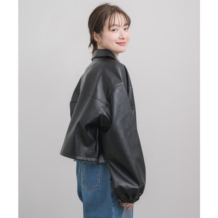 Fレザーショートブルゾン | RETRO GIRL | 詳細画像9 