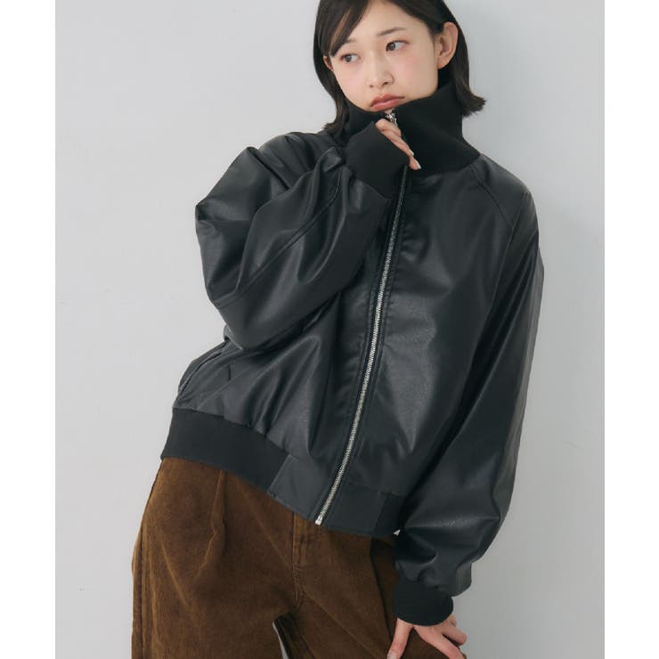 BLK1 | リブカラーレザーBZ | RETRO GIRL