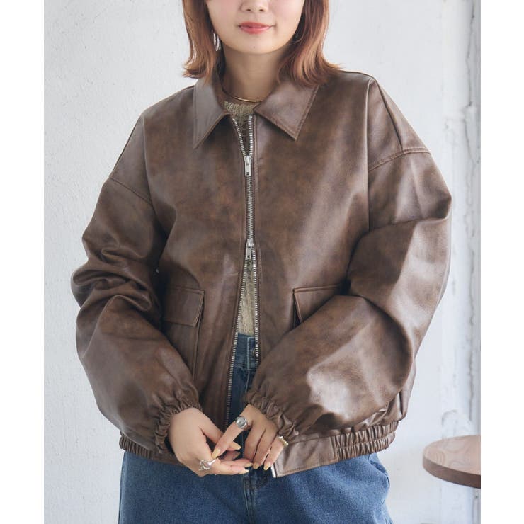 BRN0 | WZIPレザーブルゾン | RETRO GIRL