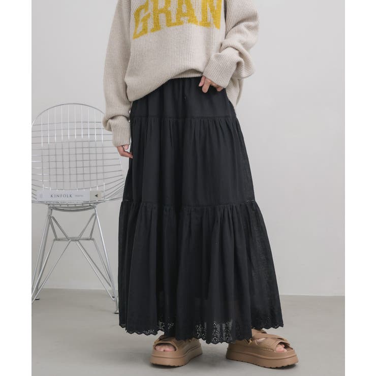 BLK1 | コットンレースフレアSK | RETRO GIRL