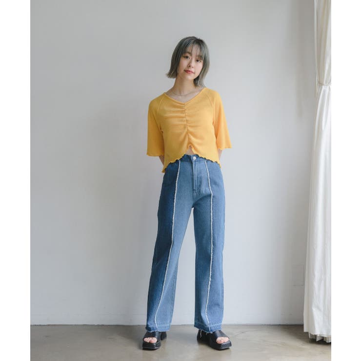 tシャツ Mellow zip Tee レディース シャーリングメロウTee[品番：RTGW0005661]｜RETRO GIRL（レトロ