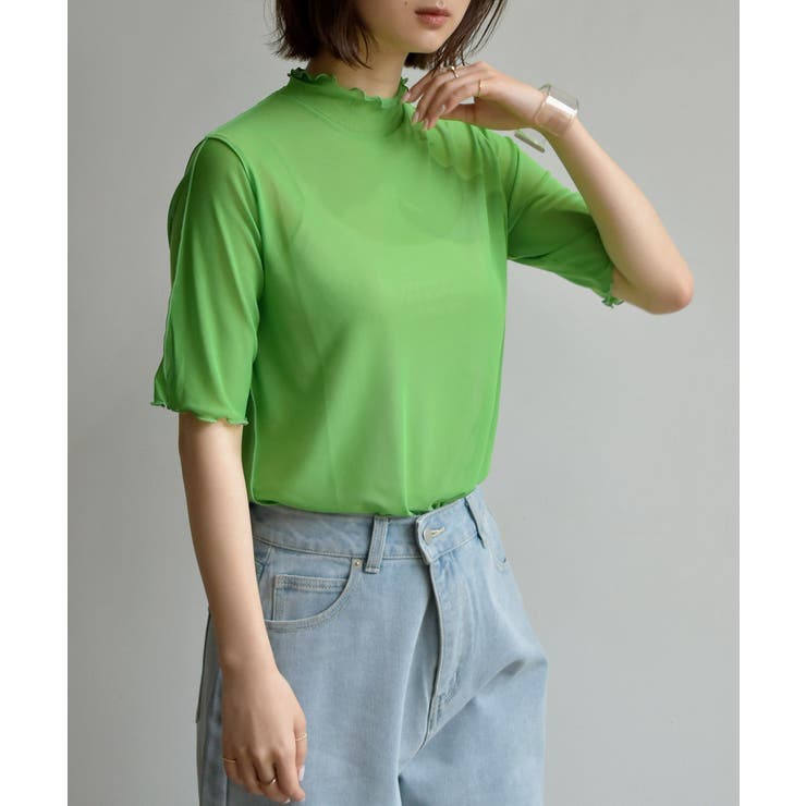 GRN0 | シアーHN5分袖Tee | RETRO GIRL