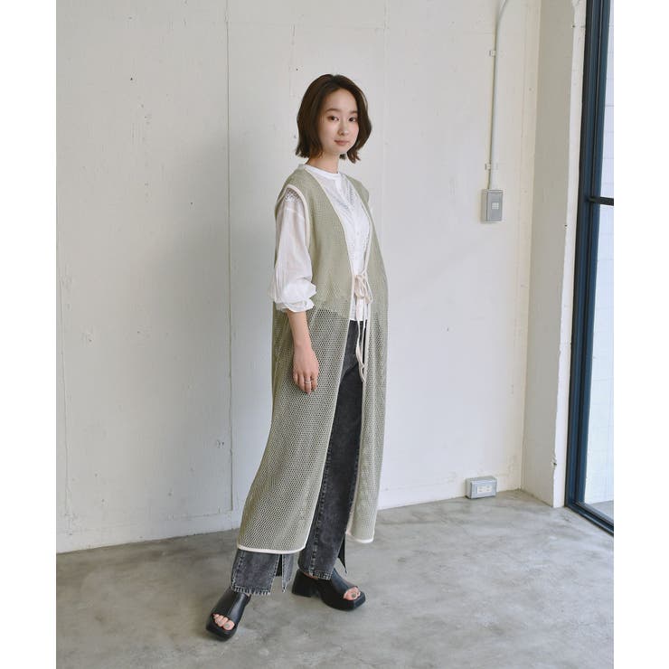 2WAYメッシュロングベスト[品番：RTGW0005472]｜RETRO GIRL