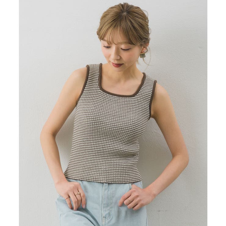 B/BRN | アソートニットタンク | RETRO GIRL