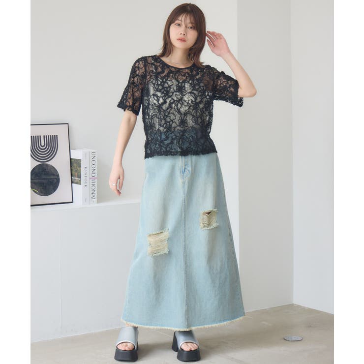 刺繍レース半袖CT | RETRO GIRL | 詳細画像18 