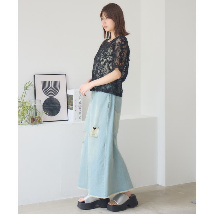 刺繍レース半袖CT | RETRO GIRL | 詳細画像20 