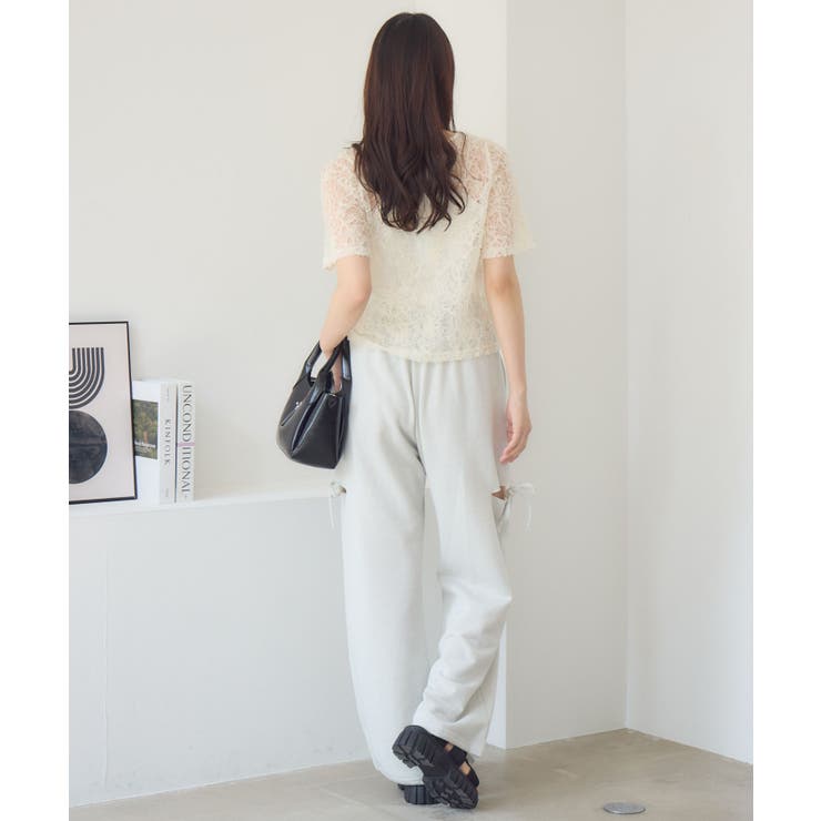 刺繍レース半袖CT | RETRO GIRL | 詳細画像5 