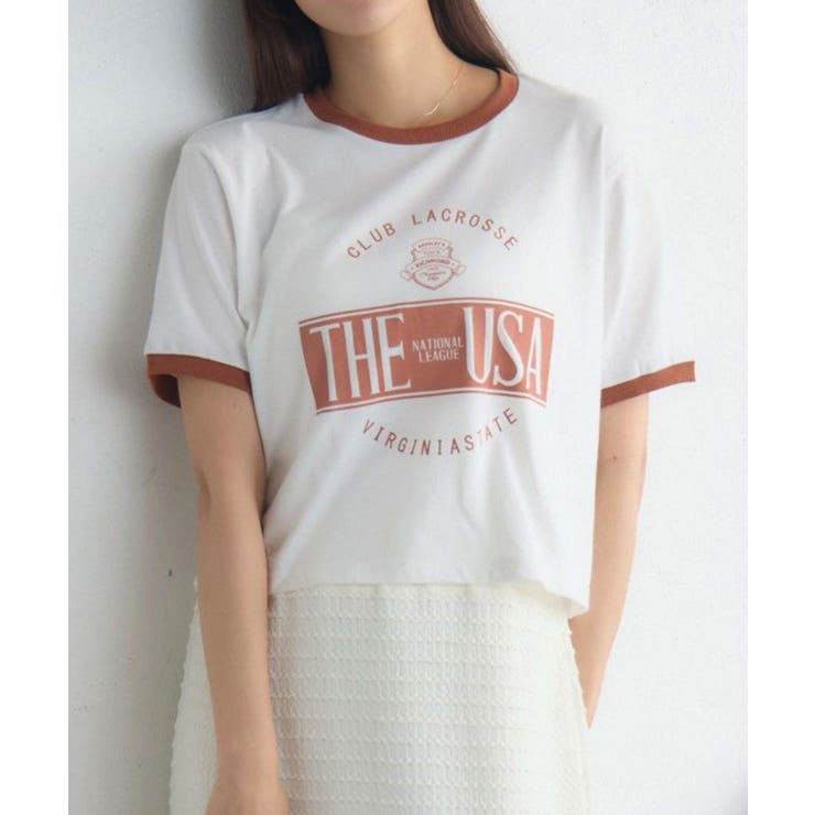 WHT2 | ロゴプリントリンガーTEE | RETRO GIRL
