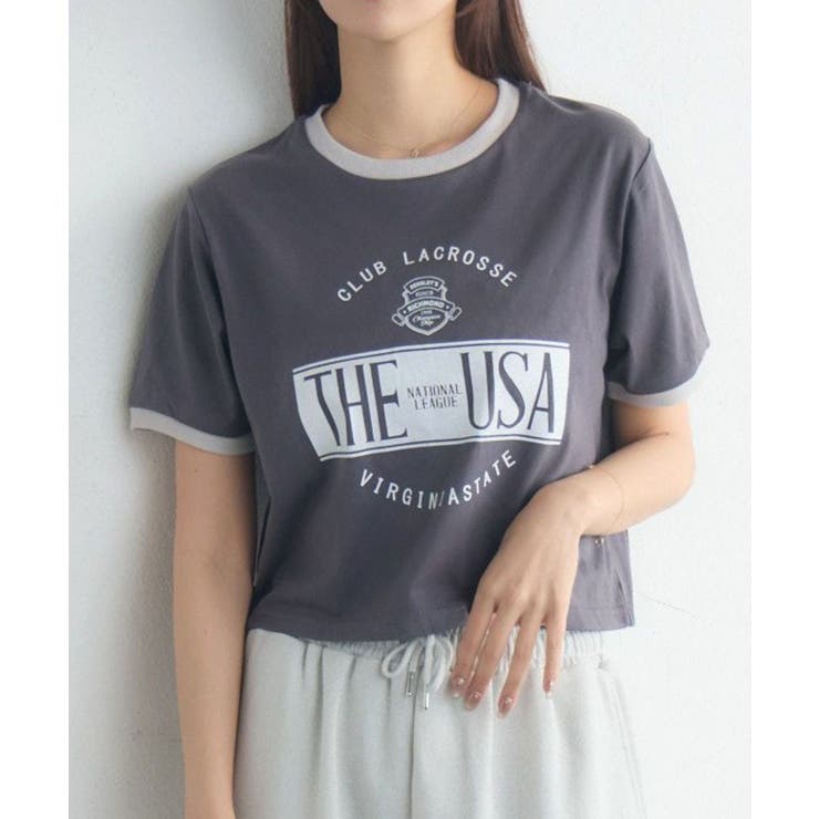 GRY2 | ロゴプリントリンガーTEE | RETRO GIRL