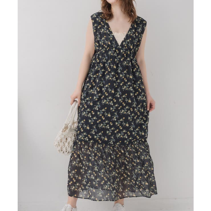 P/BLK | ワッシャーノースリOP | RETRO GIRL