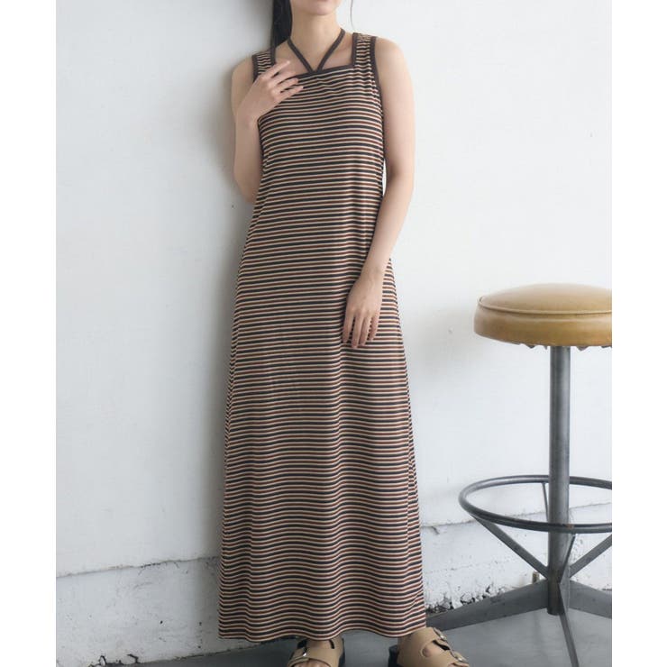 B/BRN | ホルターネックカットOP | RETRO GIRL