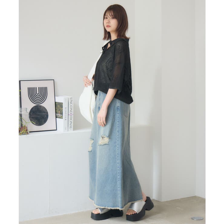 ペイズリー柄メッシュカーデ | RETRO GIRL | 詳細画像13 