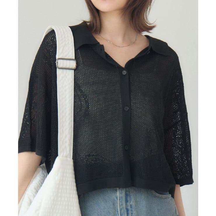 BLK1 | ペイズリー柄メッシュカーデ | RETRO GIRL