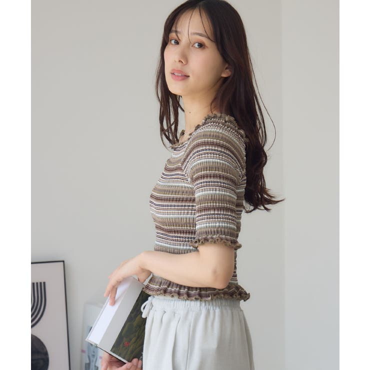 P/BRN | アソートギャザーカットソー | RETRO GIRL