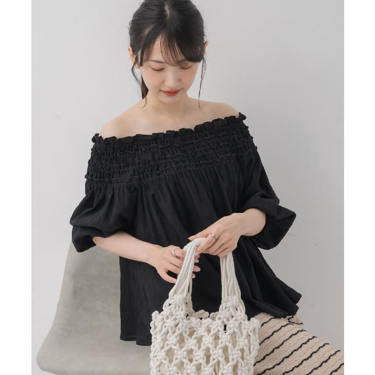 BLK1 | ギャザー2wayオフショルBL | RETRO GIRL