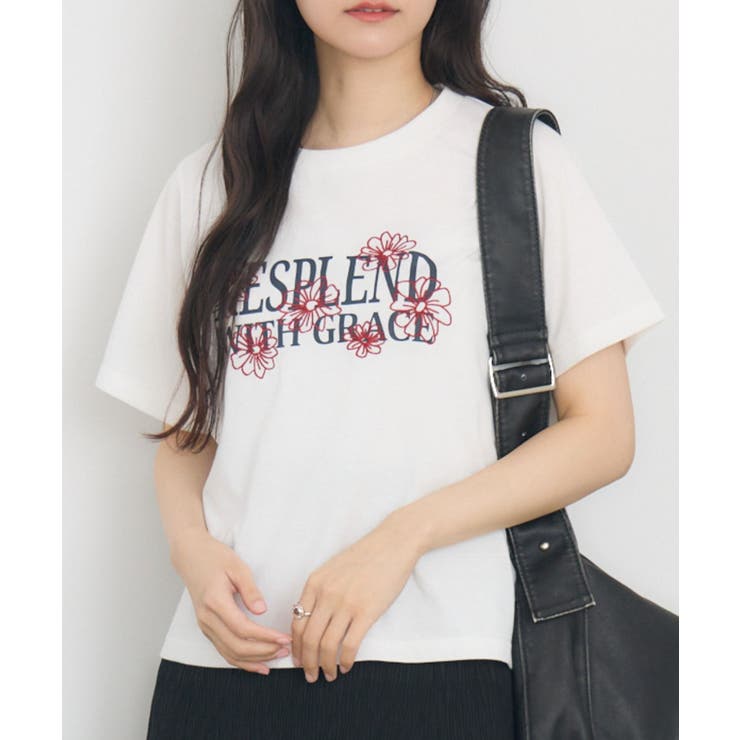 WHT2 | 花刺繍チビTEE | RETRO GIRL